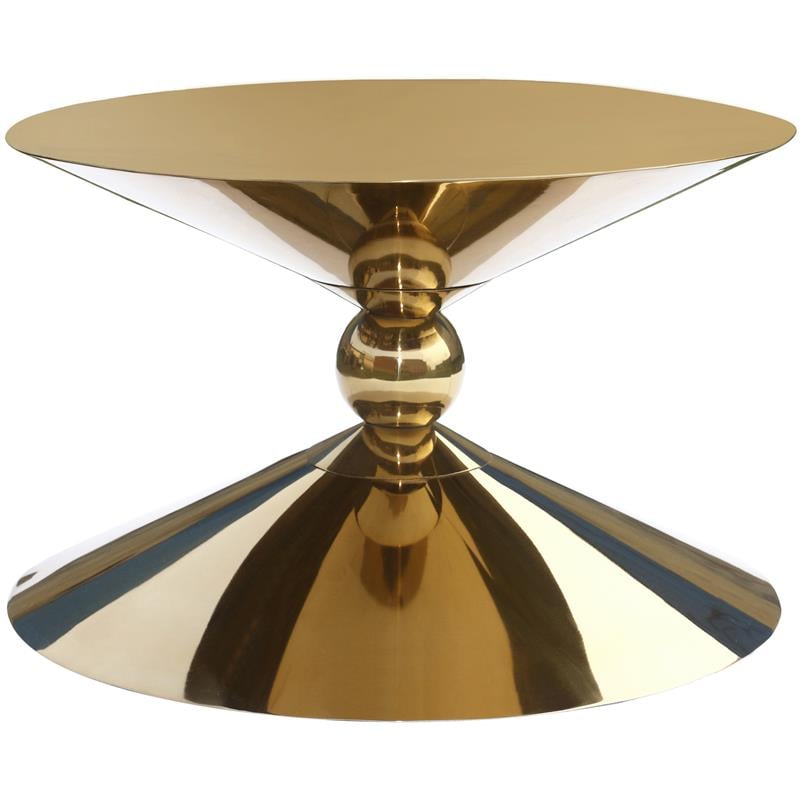 Meridian Furniture Malia Gold Metal Hourglass Shaped Coffee Table