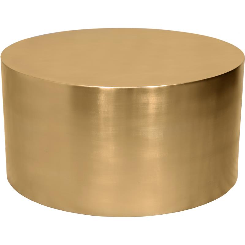 Meridian Furniture Cylinder Round Brushed Gold Metal Coffee Table