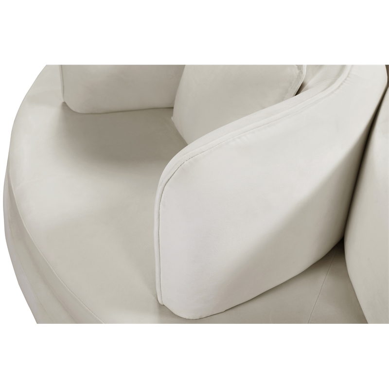 Meridian Furniture Circlet Cream Velvet Roundabout Sofa with Gold Iron Legs