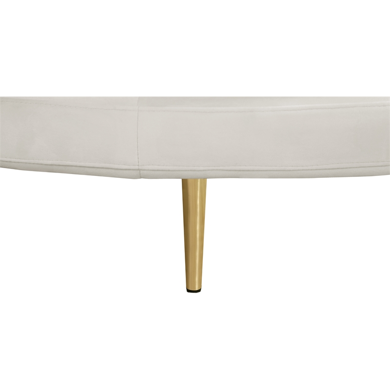 Meridian Furniture Circlet Cream Velvet Roundabout Sofa with Gold Iron Legs