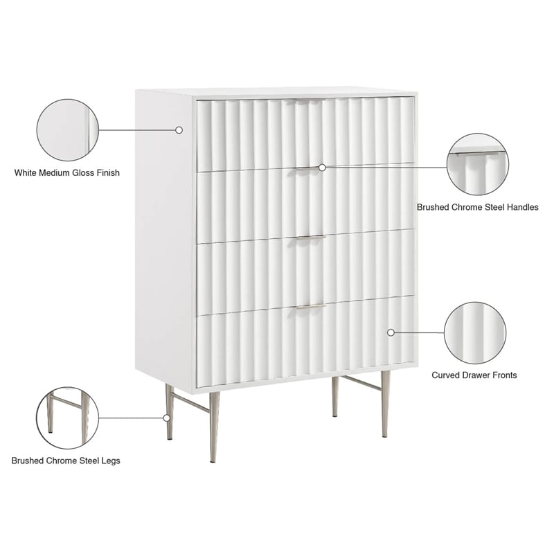 Meridian Furniture Modernist Contemporary Chest in White Medium Gloss Finish