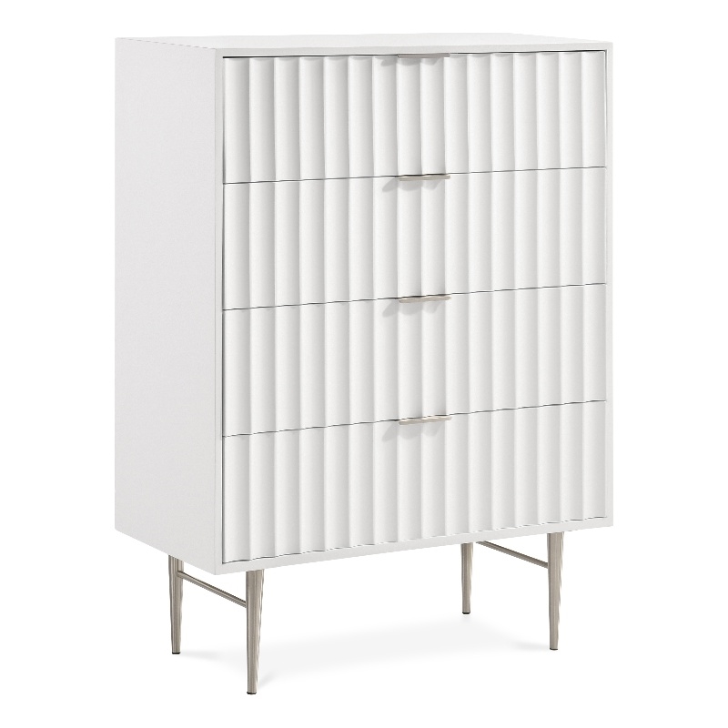 Meridian Furniture Modernist Contemporary Chest in White Medium Gloss Finish