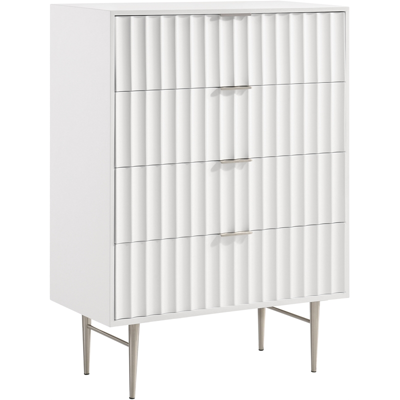 Meridian Furniture Modernist Contemporary Chest in White Medium Gloss Finish
