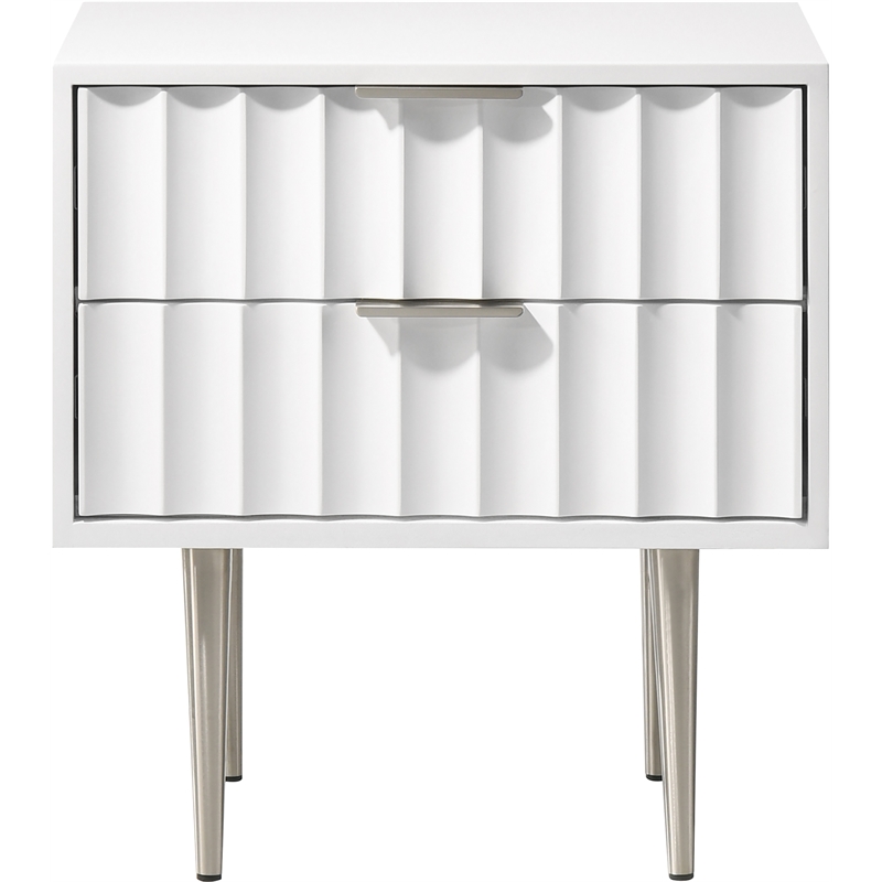 Meridian Furniture Modernist Nightstand in White Medium Gloss Finish