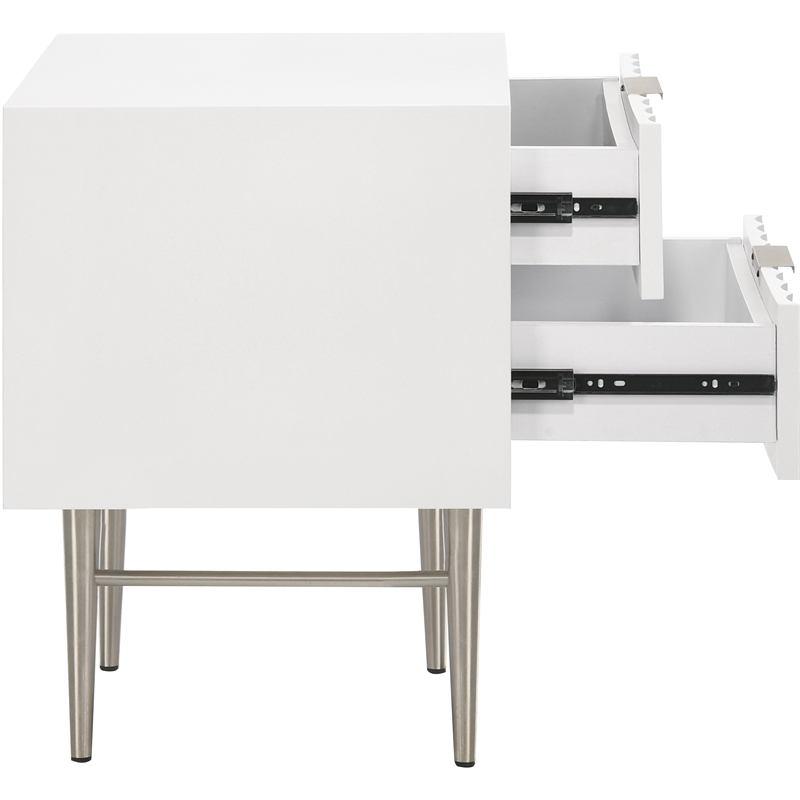 Meridian Furniture Modernist Nightstand in White Medium Gloss Finish