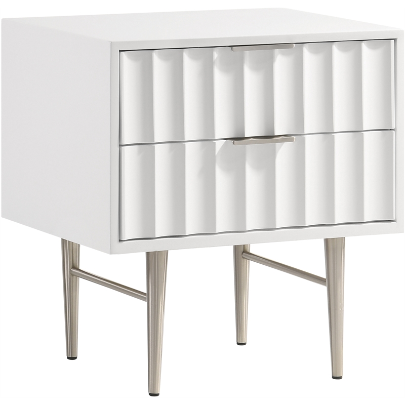 Meridian Furniture Modernist Nightstand in White Medium Gloss Finish