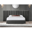 Meridian Furniture Pablo Gray Velvet Queen Bed with Chrome Metal Legs