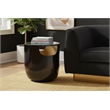 Meridian Furniture Doma Round Matte Black Metal End Table with Glass Top