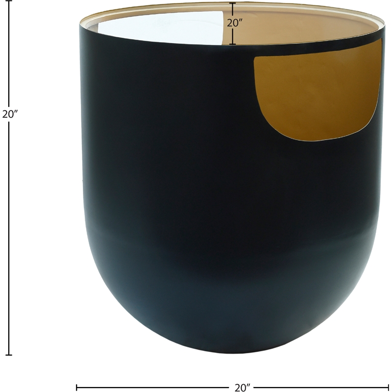 Meridian Furniture Doma Round Matte Black Metal End Table with Glass Top