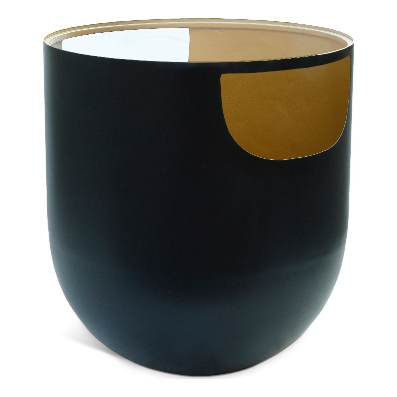 Meridian Furniture Doma Round Matte Black Metal End Table with Glass Top
