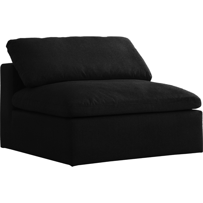 Meridian Furniture Serene Black Linen Fabric Deluxe Modular Armless Chair