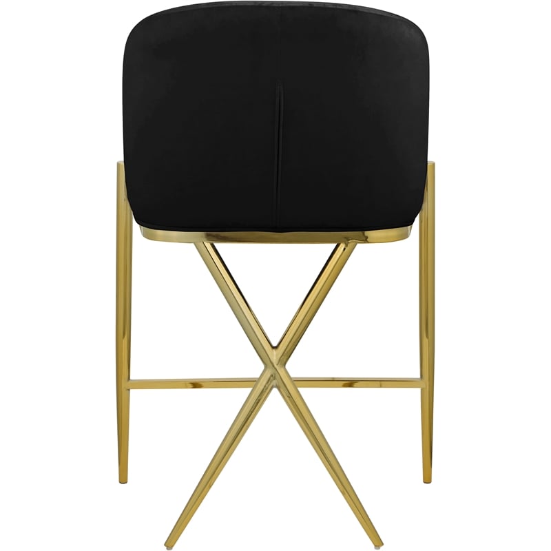 Meridian Furniture Xavier Black Velvet Counter Stool with Gold Metal Legs