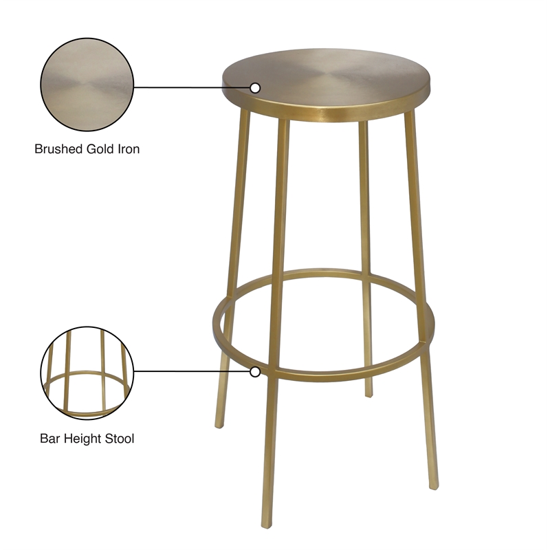Meridian Furniture Tyson Brushed Gold Iron Barstool