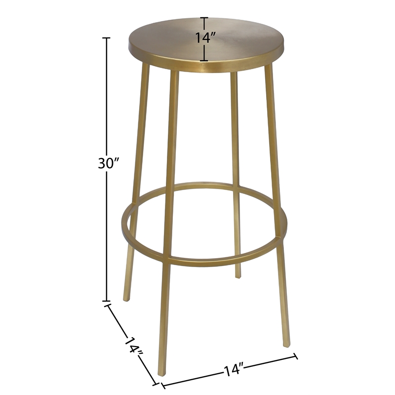 Meridian Furniture Tyson Brushed Gold Iron Barstool