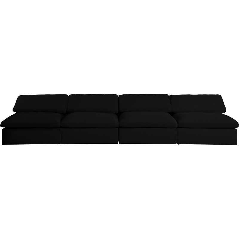 Meridian Furniture Serene Black Linen Fabric Modular 4 Piece Armless Sofa