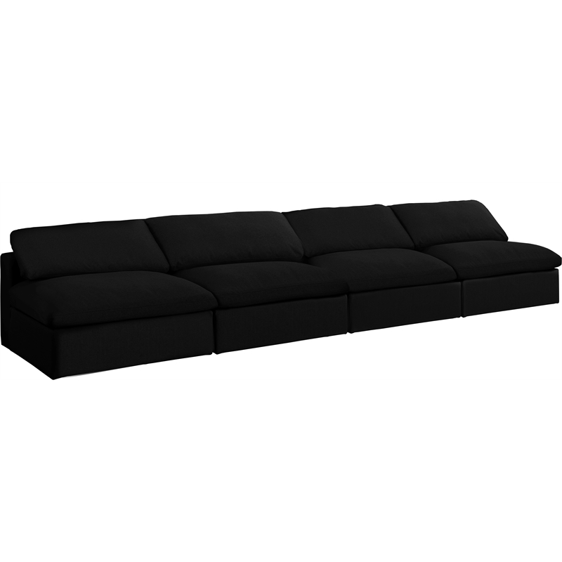 Meridian Furniture Serene Black Linen Fabric Modular 4 Piece Armless Sofa