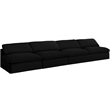 Meridian Furniture Serene Black Linen Fabric Modular 4 Piece Armless Sofa