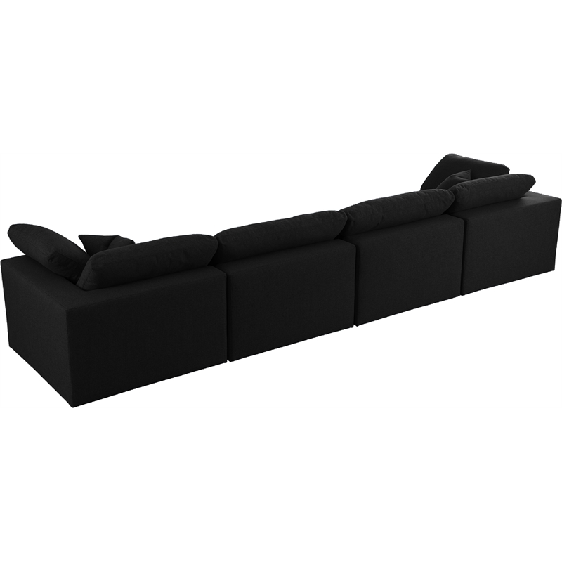 Meridian Furniture Serene Black Linen Fabric Modular 4 Piece Sofa