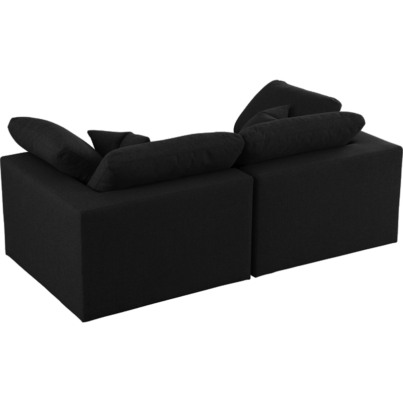Meridian Furniture Serene Black Linen Fabric Modular 2 Piece Loveseat