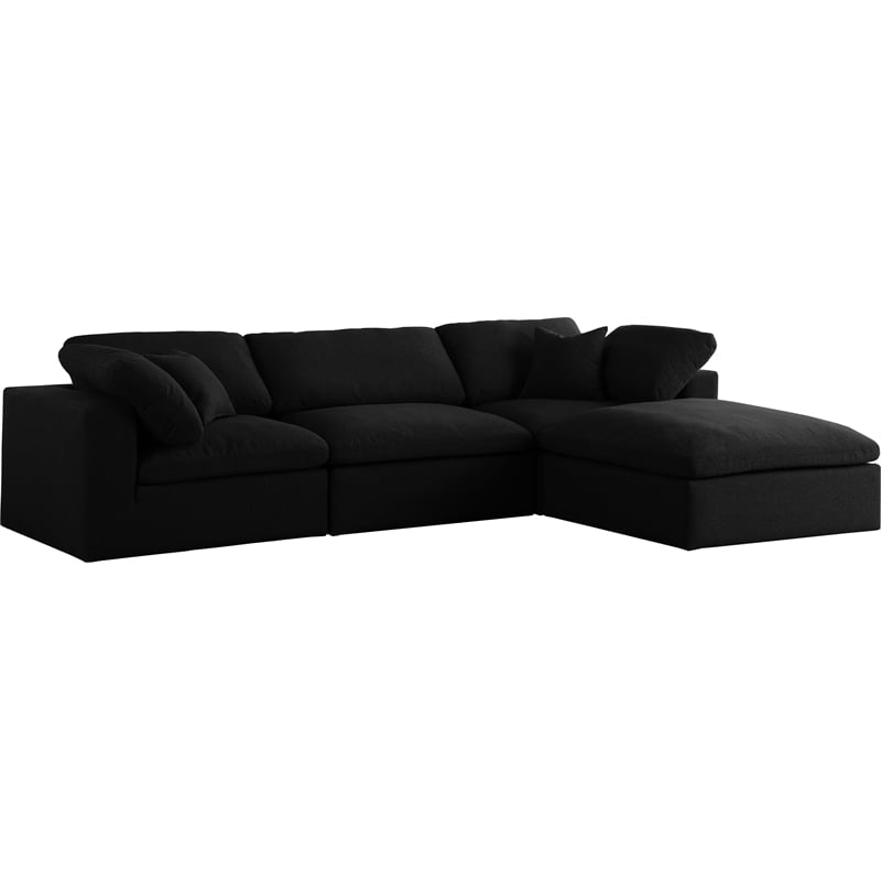 Meridian Furniture Serene Black Linen Fabric Deluxe Modular Sectional