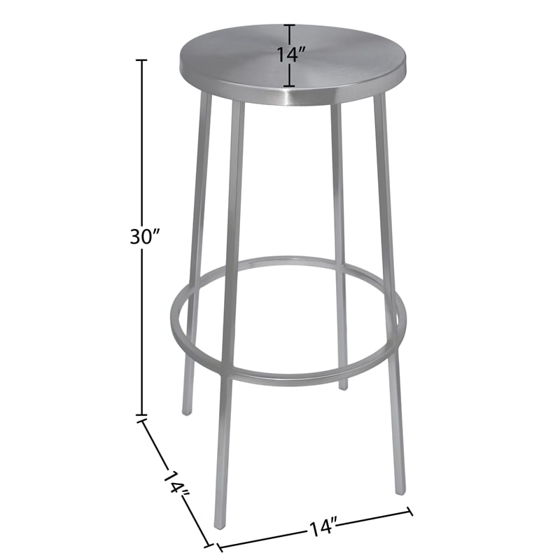 Meridian Furniture Tyson Brushed Silver Iron Barstool