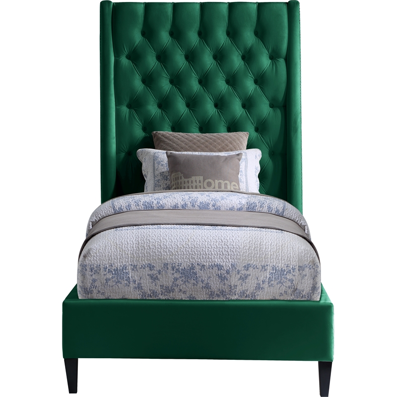 Meridian Furniture Fritz Green Velvet Twin Bed