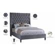 Meridian Furniture Fritz Gray Velvet King Bed