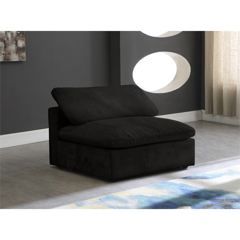 Meridian Furniture Cozy Black Velvet Modular Armless Chair
