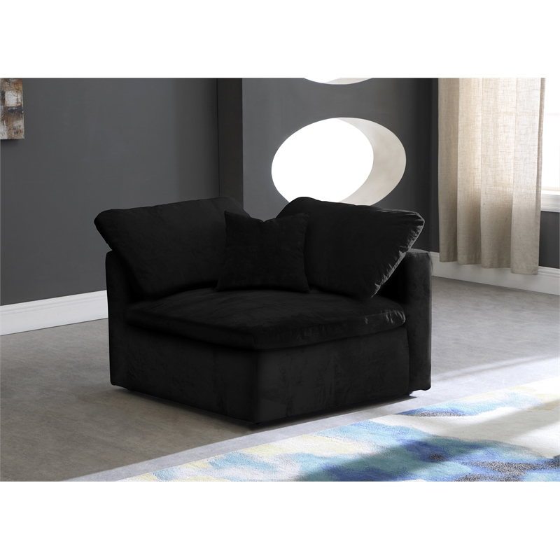 Meridian Furniture Cozy Black Velvet Modular Corner Chair