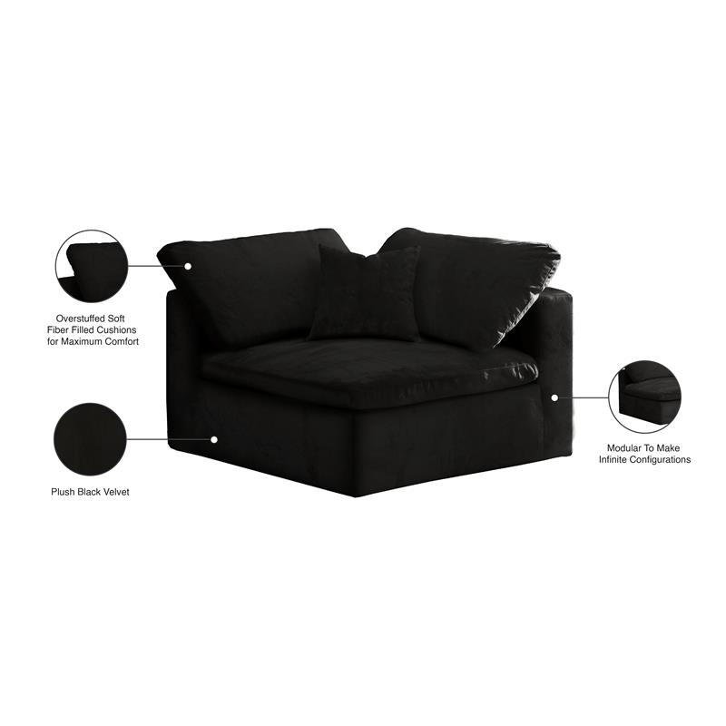 Meridian Furniture Cozy Black Velvet Modular Corner Chair