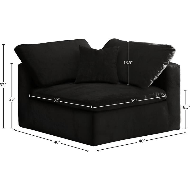 Meridian Furniture Cozy Black Velvet Modular Corner Chair