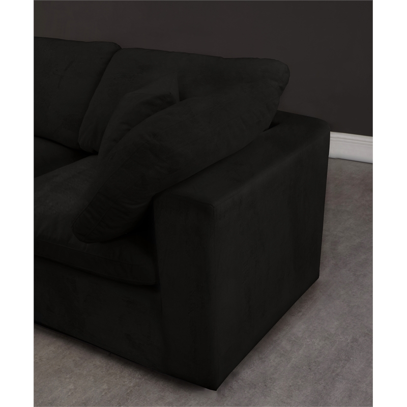 Meridian Furniture Cozy Black Velvet Modular 3 Piece Sofa