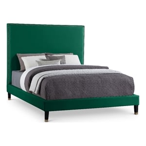 Meridian Furniture Harlie Green Velvet Queen Bed