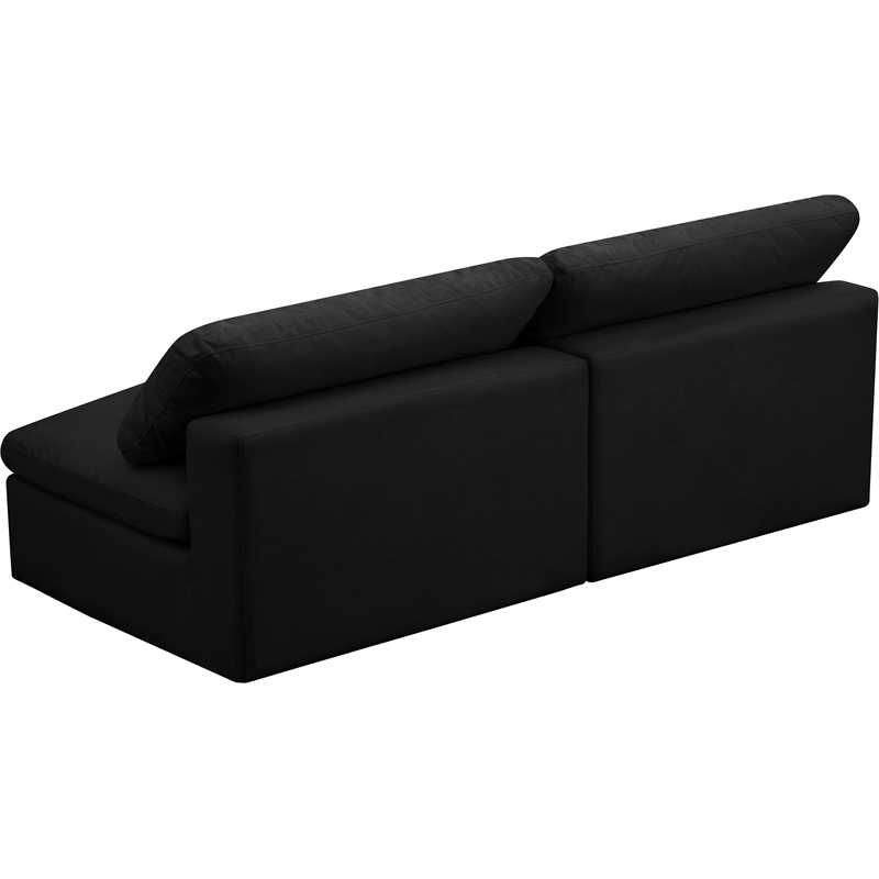 Meridian Furniture Cozy Black Velvet Modular Armless Loveseat