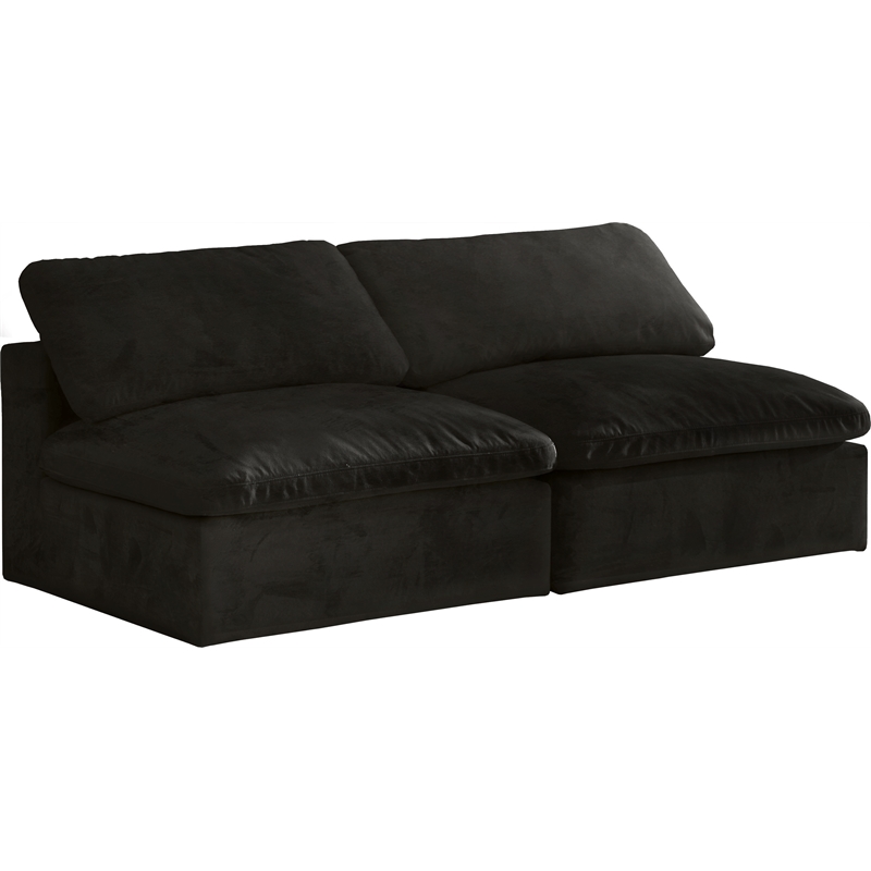 Meridian Furniture Cozy Black Velvet Modular Armless Loveseat