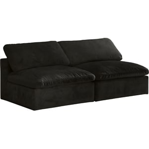 Meridian Furniture Cozy Black Velvet Modular Armless Loveseat