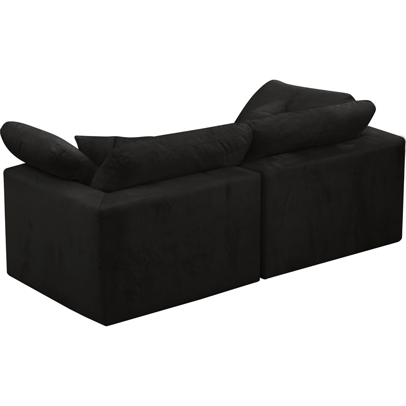 Meridian Furniture Cozy Black Velvet Modular 2 Piece Loveseat