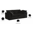 Meridian Furniture Cozy Black Velvet Modular 2 Piece Loveseat