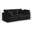 Meridian Furniture Cozy Black Velvet Modular 2 Piece Loveseat