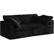 Meridian Furniture Cozy Black Velvet Modular 2 Piece Loveseat