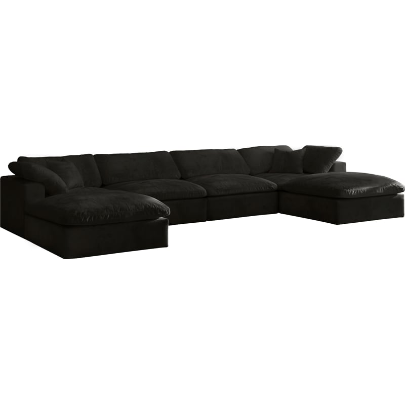 Meridian Furniture Cozy Black Velvet Modular Sectional