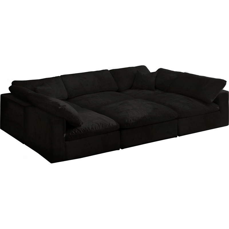 Meridian Furniture Cozy Black Velvet Modular Sectional
