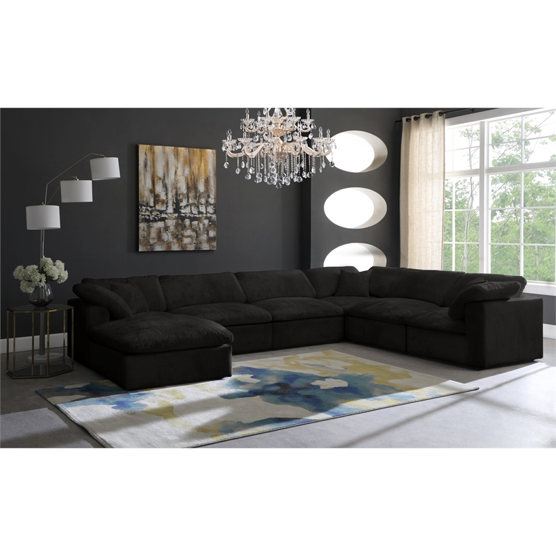 Meridian Furniture Cozy Black Velvet Modular Sectional