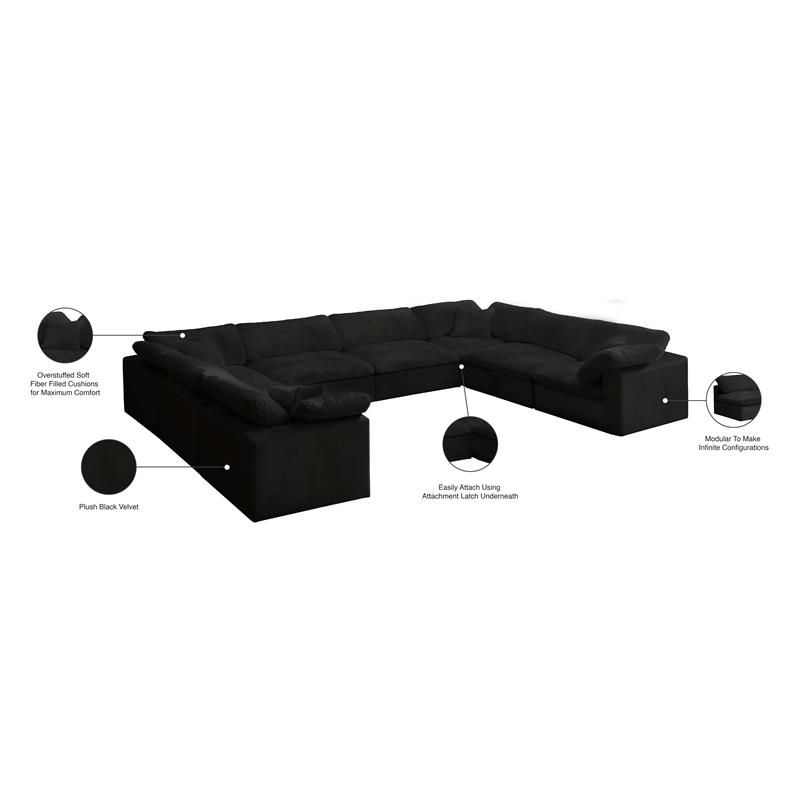 Meridian Furniture Cozy Black Velvet Modular Sectional
