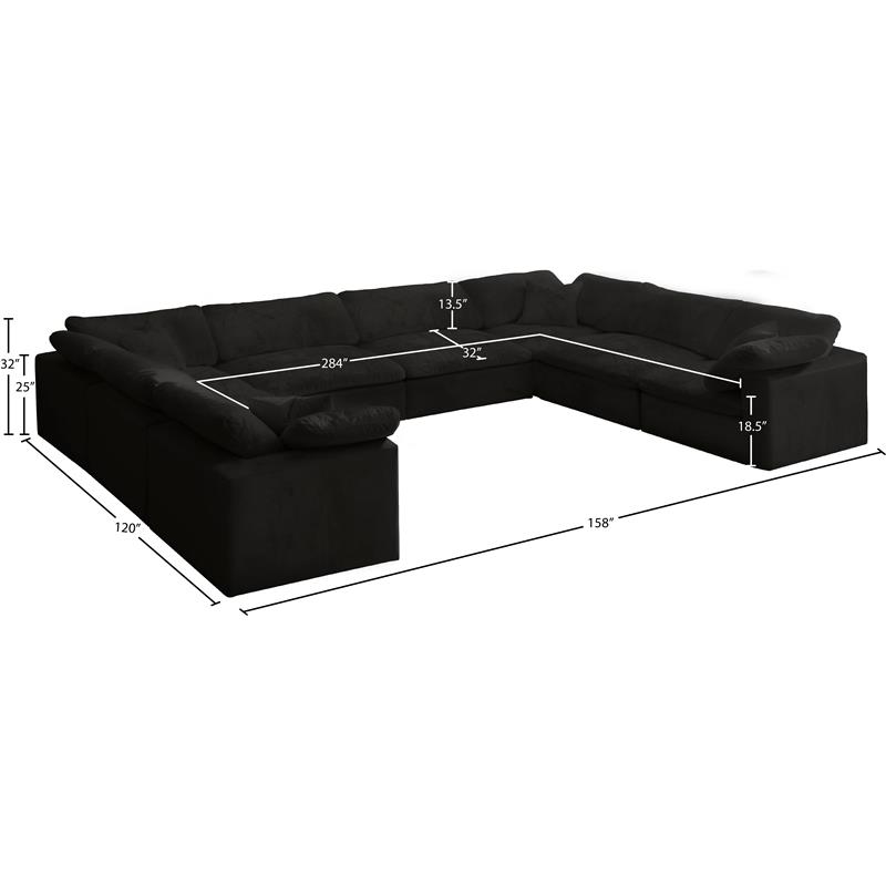 Meridian Furniture Cozy Black Velvet Modular Sectional