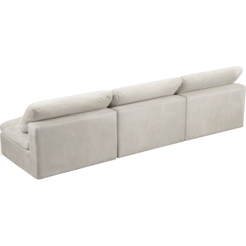 Meridian Furniture Cozy Cream Velvet Modular 3 Piece Armless Sofa