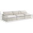 Meridian Furniture Cozy Cream Velvet Modular 3 Piece Armless Sofa