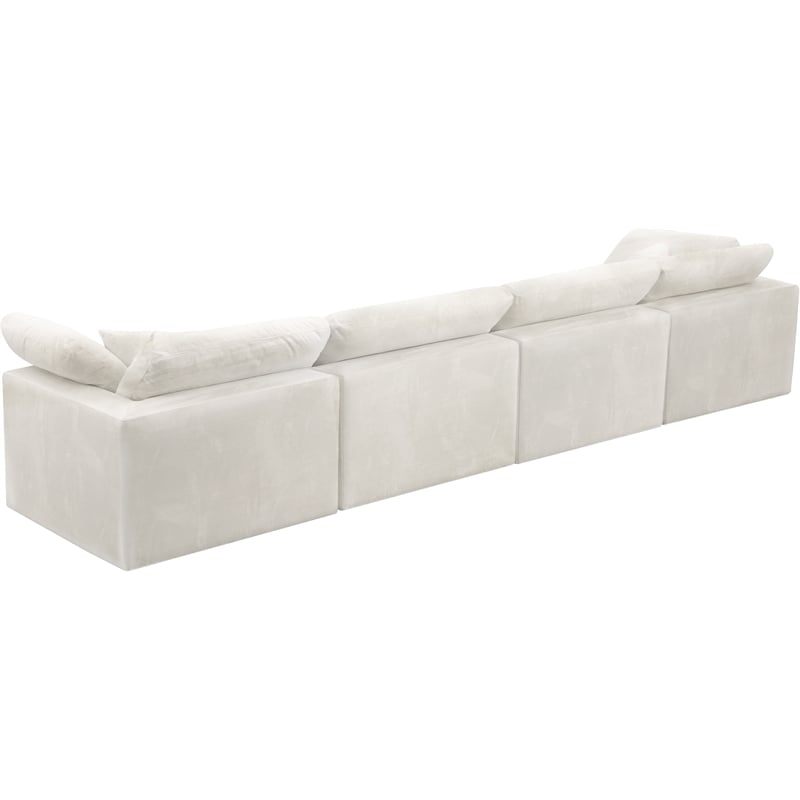 Meridian Furniture Cozy Cream Velvet Modular 4 Piece Sofa