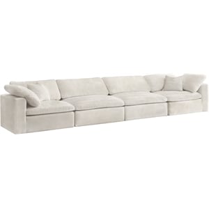 Meridian Furniture Cozy Cream Velvet Modular 4 Piece Sofa