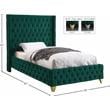 Meridian Furniture Savan Green Velvet Twin Bed